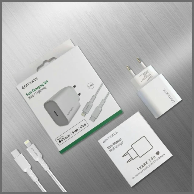 Мережевий зарядний пристрій 4smarts VoltPlug 20W PD USB-C з кабелем USB-C to Lightning White (465591)