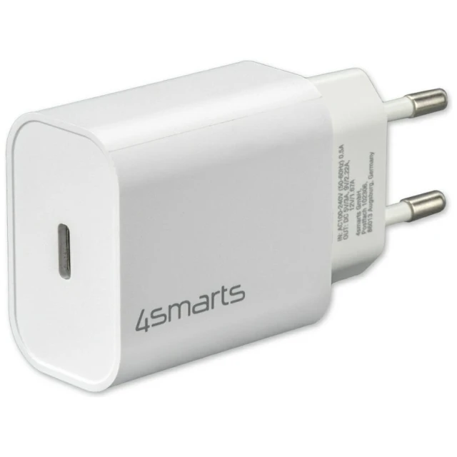 Мережевий зарядний пристрій 4smarts VoltPlug 20W PD USB-C з кабелем USB-C to Lightning White (465591)