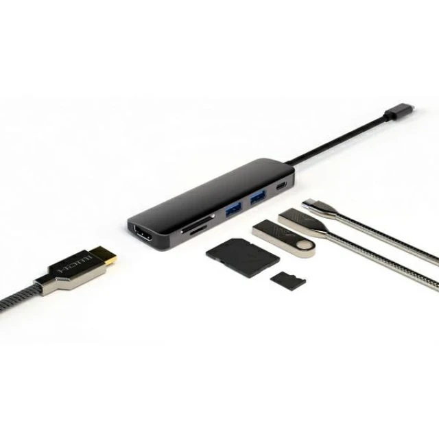 Хаб 4smarts 6в1 DeX Function 2xUSB-A 3.0/USB-C/HDMI/SD/MicroSD Grey (468782)