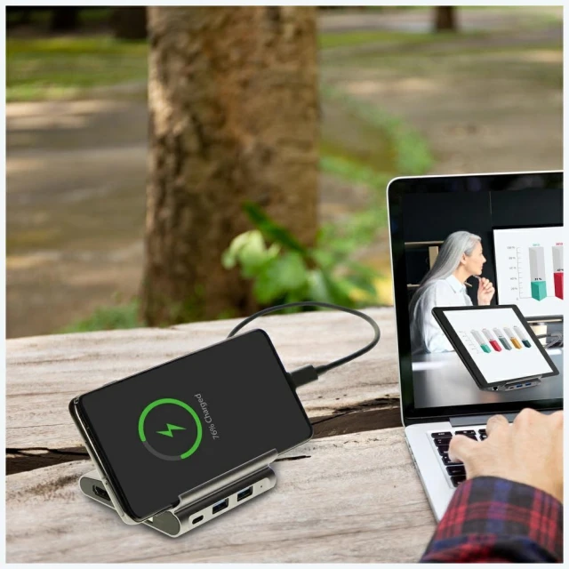 Док-станція 4smarts Hub DeX 7в1 для Tablet/Телефон 2xUSB-C/2xUSB-A/HDMI/SD/MicroSD/RJ45 Grey (456337)