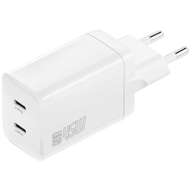 Мережевий зарядний пристрій 4smarts PDPlug Dual 45W GaN 2xUSB-C White (540400)