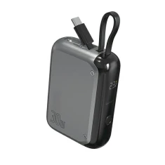 Павербанк 4smarts Pocket 10000mAh 30W з вбудованим кабелем USB-C 15cm Grey (540699)