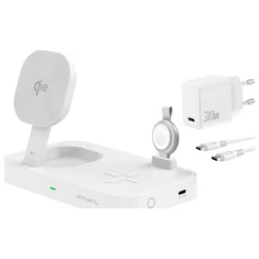 Зарядна станція 4smarts Qi2 Trident з швидким зарядним пристроєм MFI для Apple Watch White (540999)