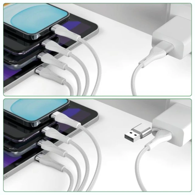 Кабель USB-C/USB-A 4smarts 4в1 1.2m White (541024)