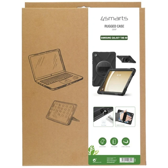 Чохол 4smarts Rugged Case Grip для Samsung Galaxy Tab A9 Black (540406)