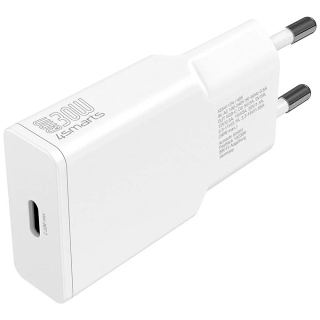 Зарядний пристрій 4smarts PDPlug Slim 30W GaN USB-C White (541124)
