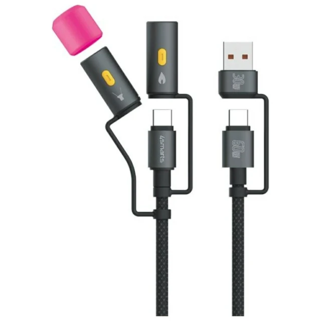 Кабель USB-C 4smarts Explorer 4в1 60W 1m Black (541060)