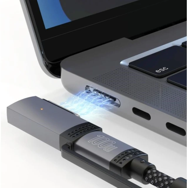 Кабель USB-C 4smarts Explorer ComboCord 100W 2m з адаптером MagSafe Black (541305)