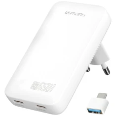 Зарядний пристрій 4smarts FlatPlug Slim Dual 65W GaN 2xUSB-C White (542065)