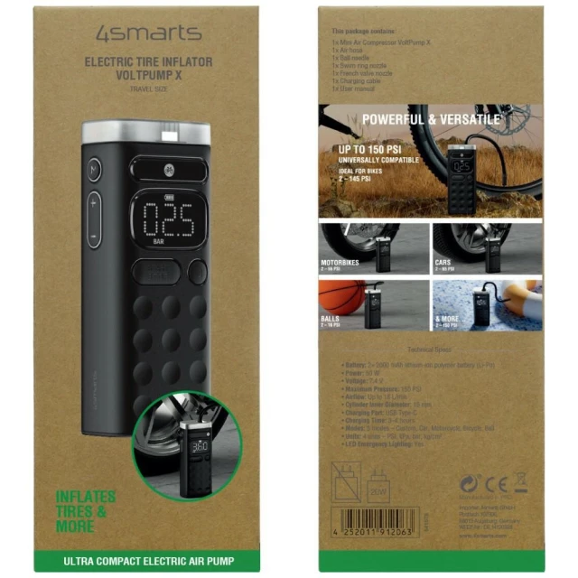 Електричний насос для шин 4smarts Voltpump X Travel Size Black (541578)