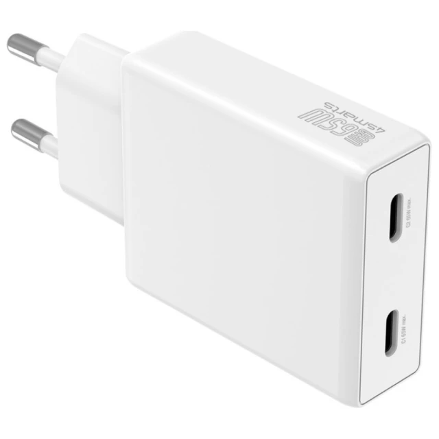 Зарядний пристрій 4smarts PDPlug Slim Dual 65W GaN 2xUSB-C White (546065)