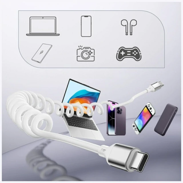 Кабель 4smarts спіральний USB-C to USB-C 100W White (541600)