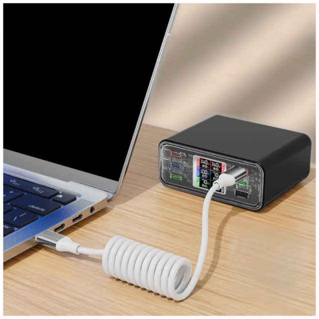 Кабель 4smarts спіральний USB-C до USB-C 240W White (541601)