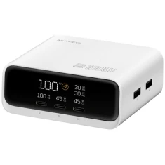 Зарядна станція 4smarts Desk Charger GaN Screen 100W 3xUSB-C+2xUSB-A White (546100)