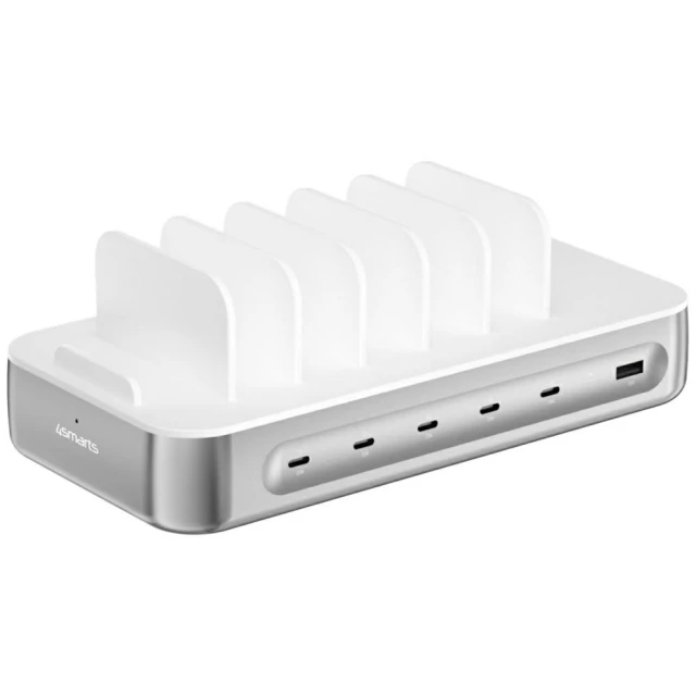 Зарядна станція 4smarts Team 100W 5xUSB-C з комплектом 6 кабелів Silver (541281)
