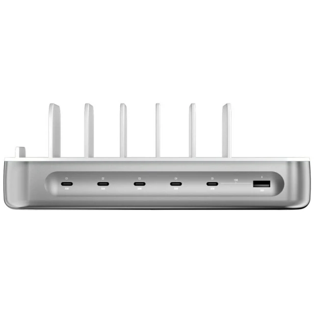 Зарядна станція 4smarts Team 100W 5xUSB-C з комплектом 6 кабелів Silver (541281)