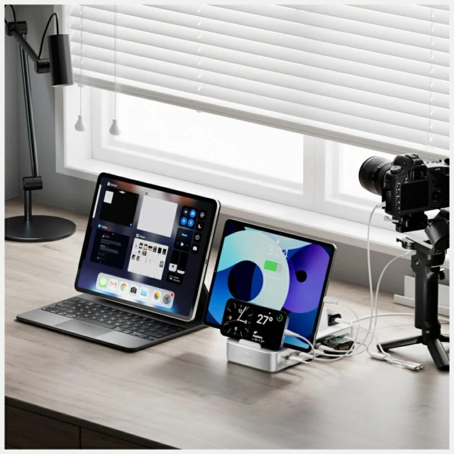 Зарядна станція 4smarts Team 100W 5xUSB-C з комплектом 6 кабелів Silver (541281)