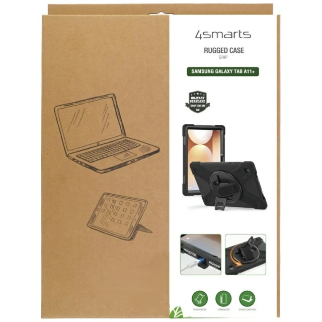 Чохол 4smarts Rugged Case Grip для Samsung Galaxy Tab A11 Plus Black (541726)