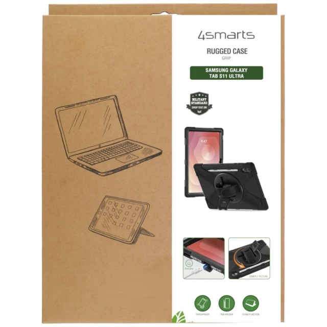 Чохол 4smarts Rugged Grip для Samsung Galaxy Tab S11 Ultra Black (541768)