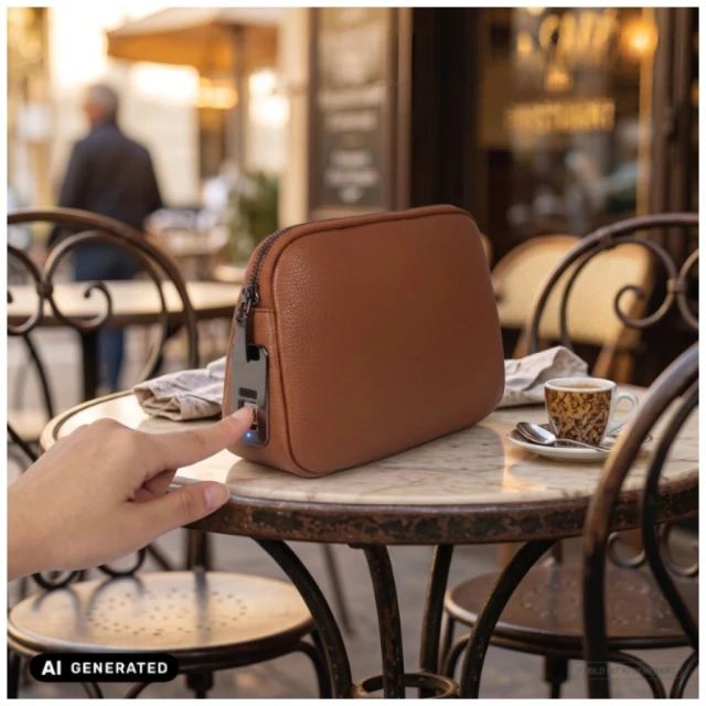 Сумочка з замком на відбиток пальця 4smarts Tech-Clutch Secure Brown (541939)