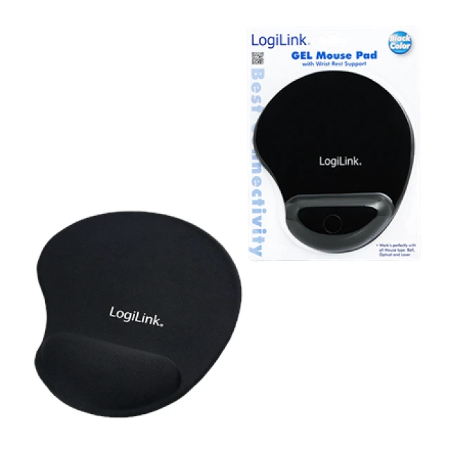 Килимок для миші LogiLink ID0027 з гелевою підтримкою під зап'ястя Black (4260113569306)