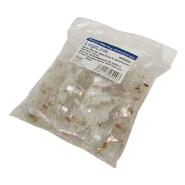 Конектор LogiLink MP0002 RJ45 8P8C CAT5e неекранований 100 шт (4260113569993)