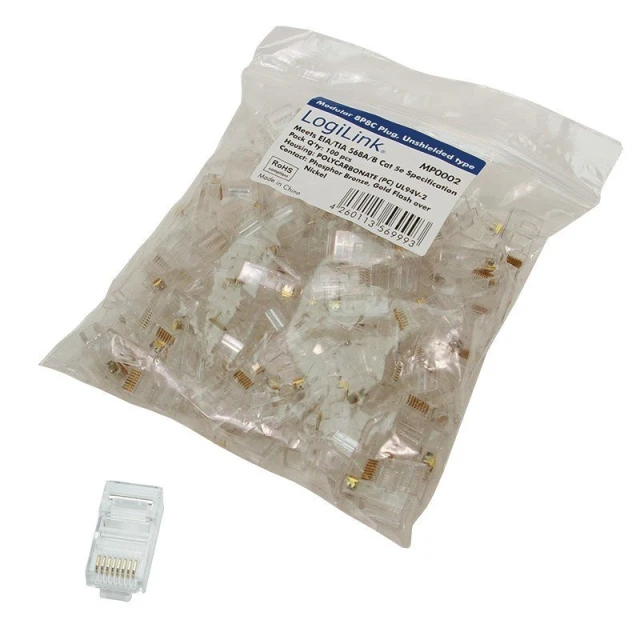 Конектор LogiLink MP0002 RJ45 8P8C CAT5e неекранований 100 шт (4260113569993)