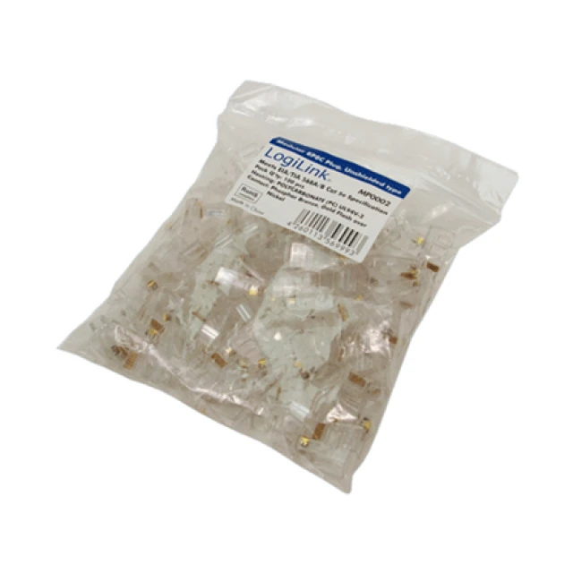 Конектор LogiLink MP0002 RJ45 8P8C CAT5e неекранований 100 шт (4260113569993)