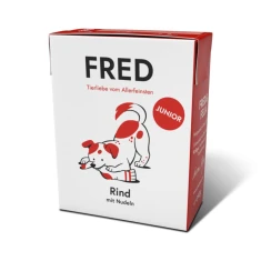 Вологий корм для цуценят Fred & Felia Junior з яловичиною та локшиною 390 г (4260683140943)