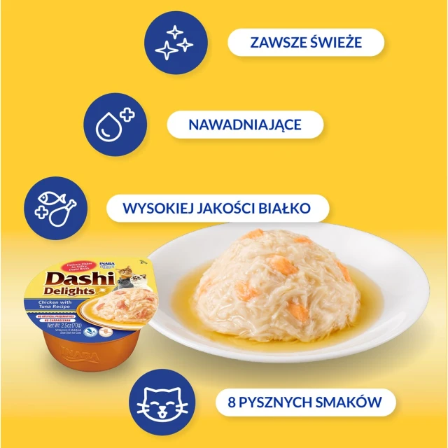 Корм для котів INABA Dashi Delights з куркою та тунцем 70 г (4262365730596)