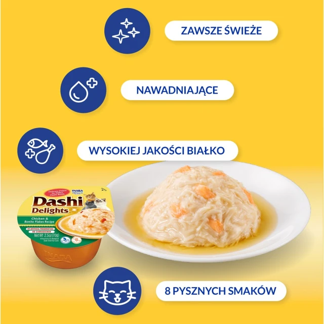 Бульйон для котів INABA Dashi Delights з куркою та пластівцями тунця 70 г (4262365730657)
