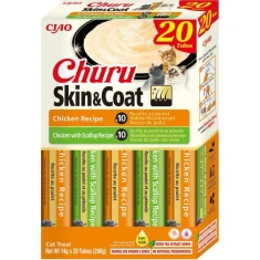 Ласощі для котів INABA Churu Skin & Coat з куркою 20 шт x 14 г (4262365731371)