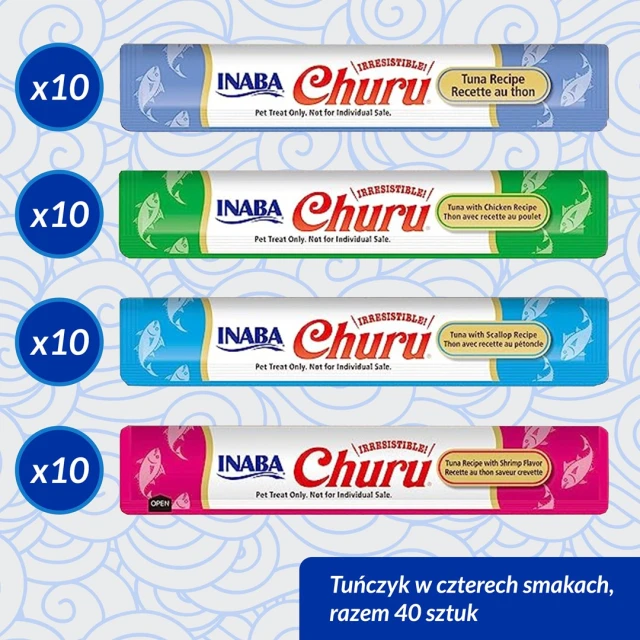 Ласощі для котів INABA Churu Varieties з тунцем 40 шт x 14 г (4262365731418)