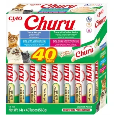 Ласощі для котів INABA Churu Varieties з тунцем та морепродуктами 40 шт x 14 г (4262365731425)