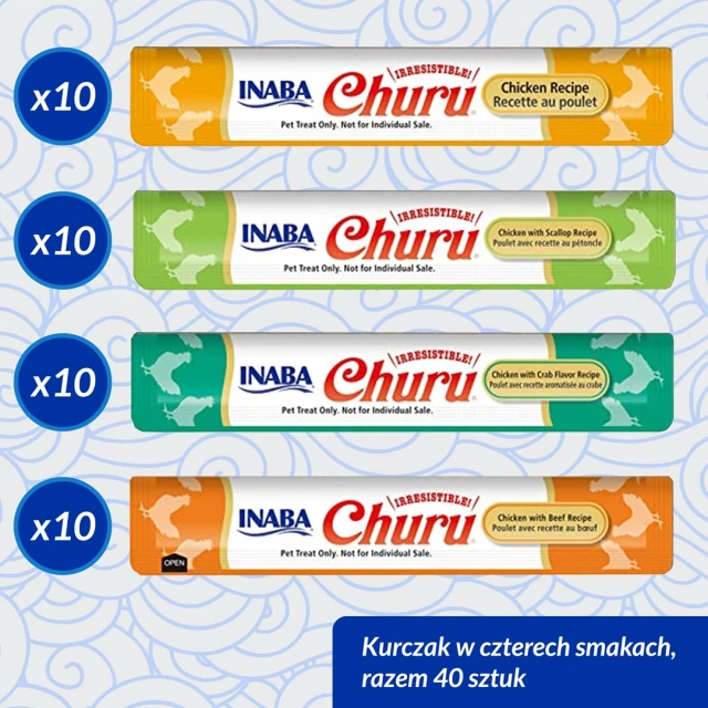 Ласощі для котів INABA Churu Varieties з куркою 40 шт x 14 г (4262365731432)