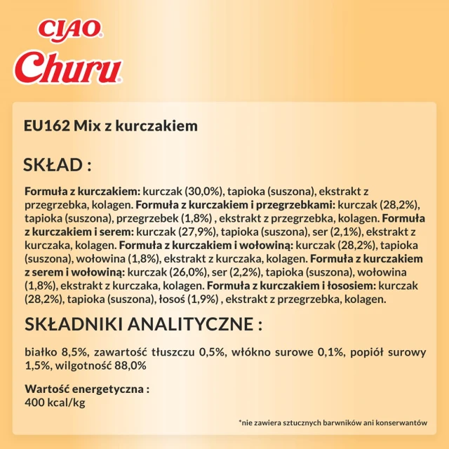Ласощі для котів INABA Churu Varieties з куркою 60 шт x 14 г (4262365731623)