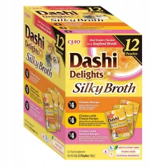 Вологий корм для котів INABA Silky Broth з куркою, рибою та гребінцями 12 шт x 40 г (4262365732286)