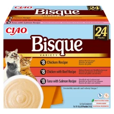 Вологий корм для котів INABA Ciao Bisque з куркою, яловичиною та рибою 24 шт x 40 г (4262365732316)