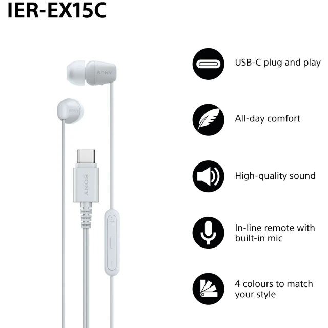 Навушники Sony IER-EX15C White (4548736170599)