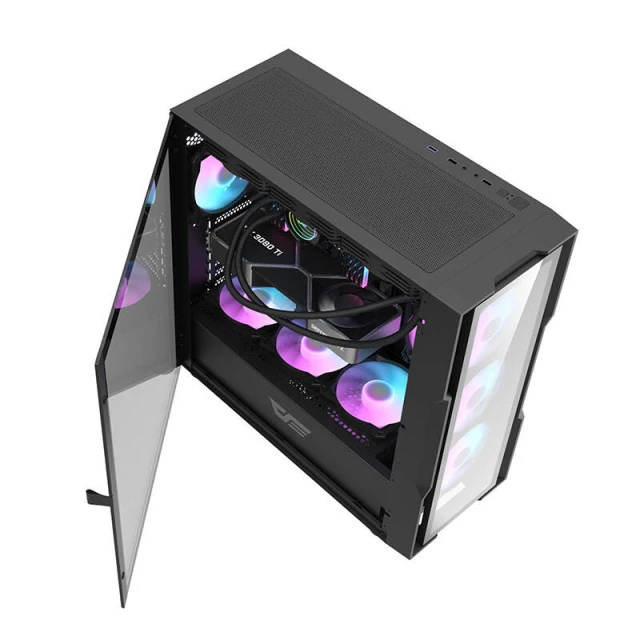 Корпус комп'ютерний Darkflash DK431 Glass + 4 вентилятори RGB Black (DK431)