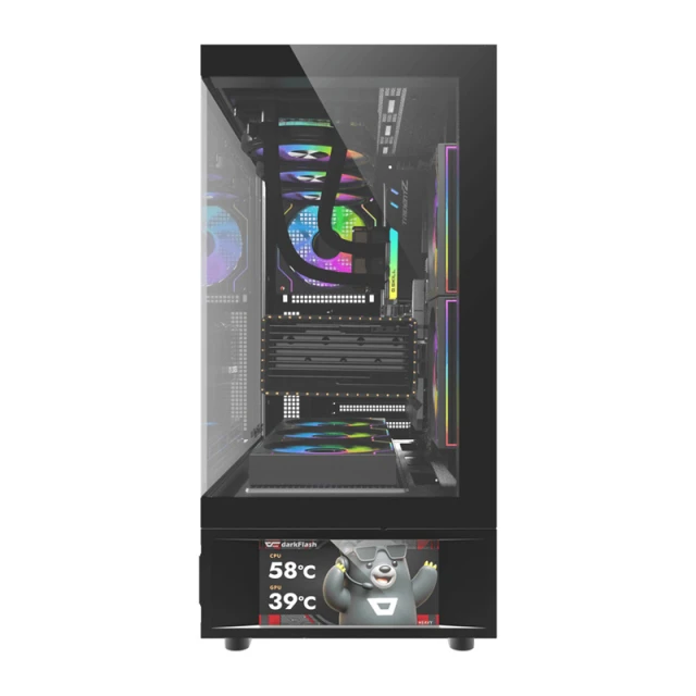 Корпус комп'ютерний Darkflash DS950V з дисплеєм 6 вентиляторів Black (DS950 SCRN BLK +6F)