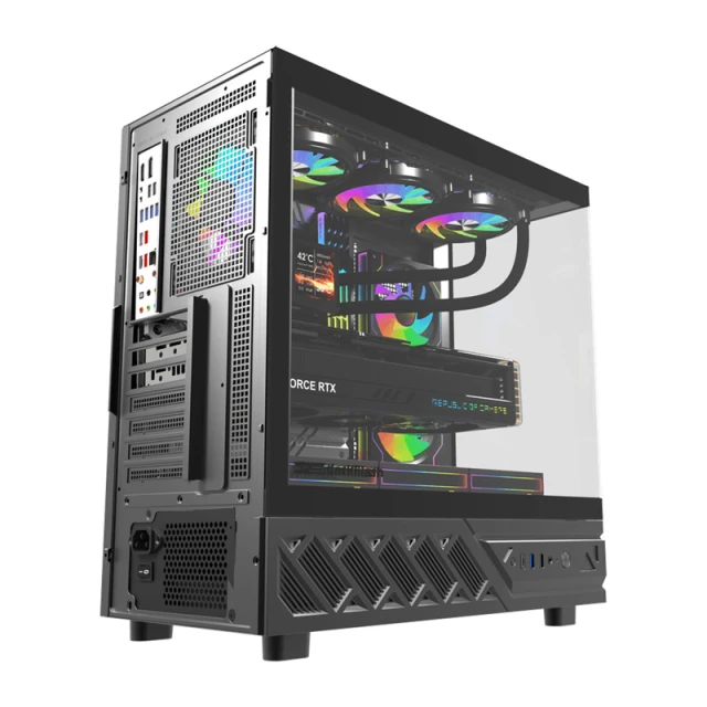 Корпус комп'ютерний Darkflash DS950V з дисплеєм 6 вентиляторів Black (DS950 SCRN BLK +6F)
