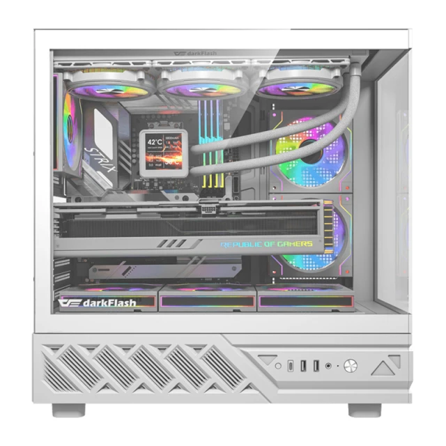 Корпус комп'ютера DarkFlash DS950V White з дисплеєм + 6 вентиляторів