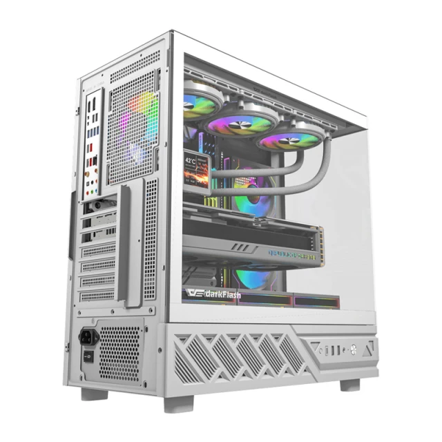 Корпус комп'ютера DarkFlash DS950V White з дисплеєм + 6 вентиляторів