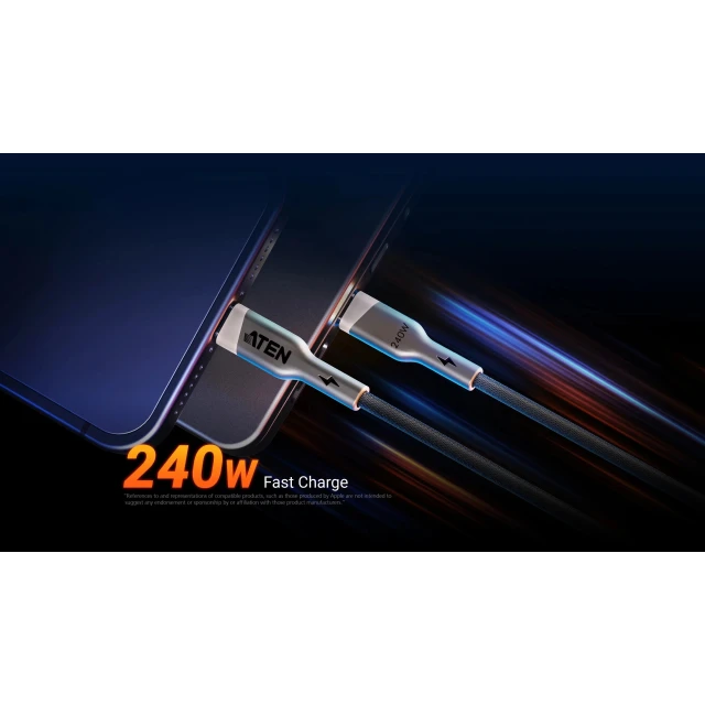 Кабель Aten 2L-3102P240 USB-C – USB-C 240 Вт в обплетенні 2 м (4711581522602)