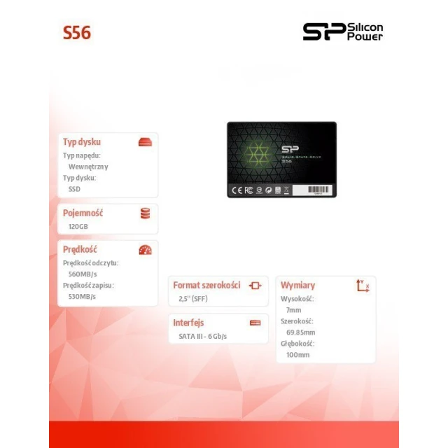 SSD Silicon Power S56 120 ГБ 2.5
