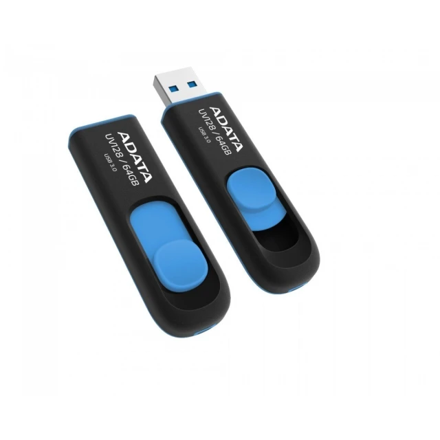 USB-флешка Adata UV128 64 ГБ USB 3.0 Black/Blue (4713435797150)