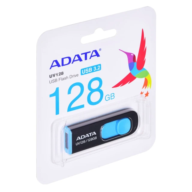 USB-флешка Adata UV128 128 ГБ USB 3.0 Black/Blue (4713435799444)