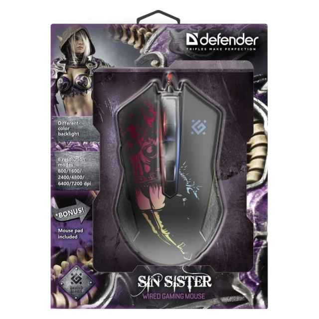 Миша Defender Sin'Sister GM-933 ігрова 7200 DPI (4714033529334)