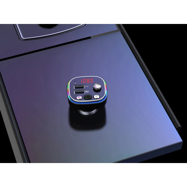 FM-трансмітер Vakoss TC-B439 RGB з Bluetooth USB 3.1A (4718308125641)